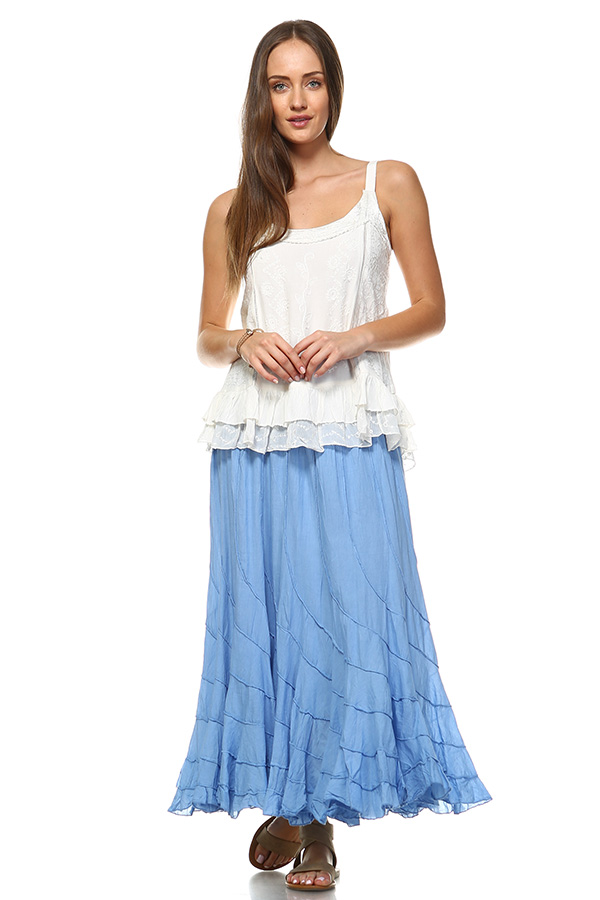 100% Cotton Circle Skirt - Blue